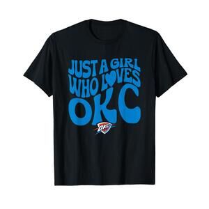 Nba Just A Girl Who Loves Okc Blue Wavy  T-Shirt